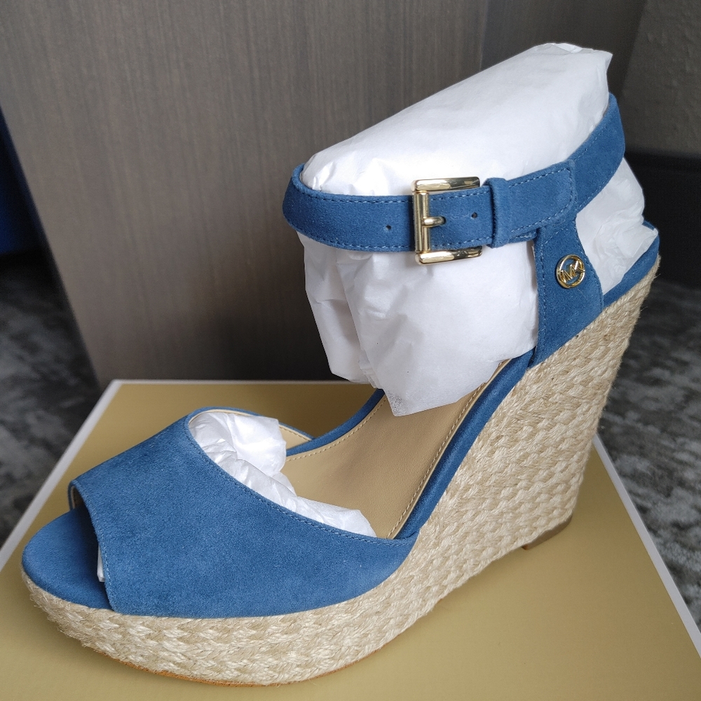 New Michael Kors Carolyn wedge leather heels shoes